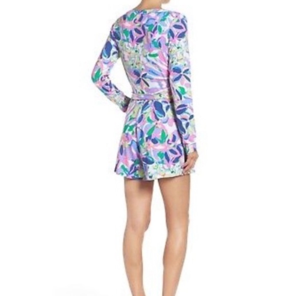 Lilly Pulitzer Tiki Wrap Romper Havin A Blast Purple Floral XXS - Picture 12 of 12